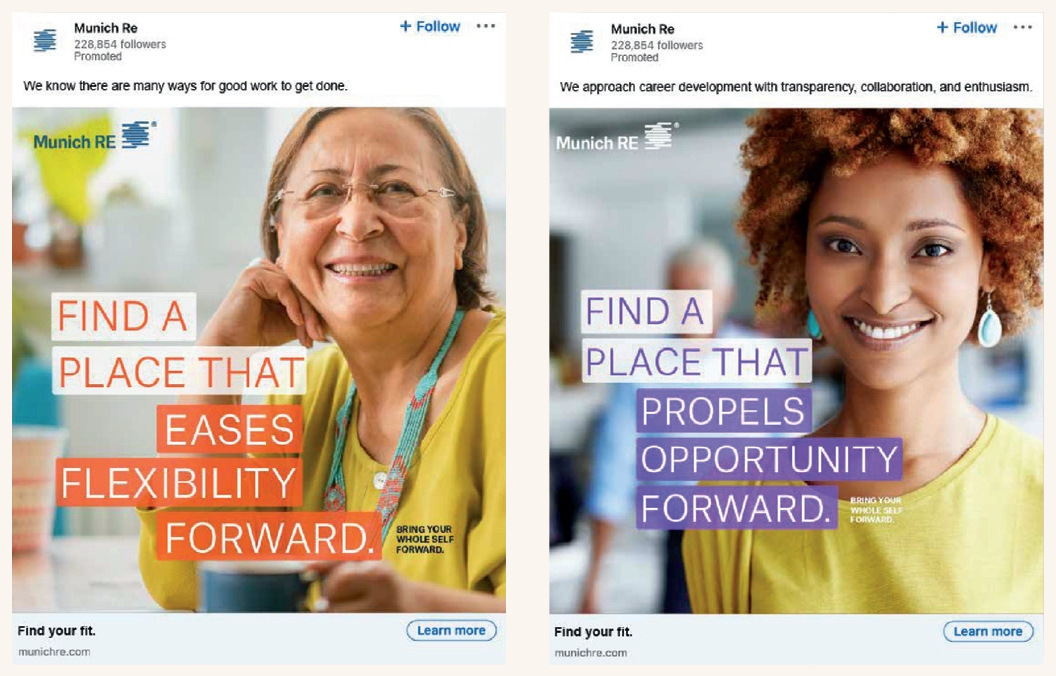 Munich Re recruiting ads on LinkedIn
