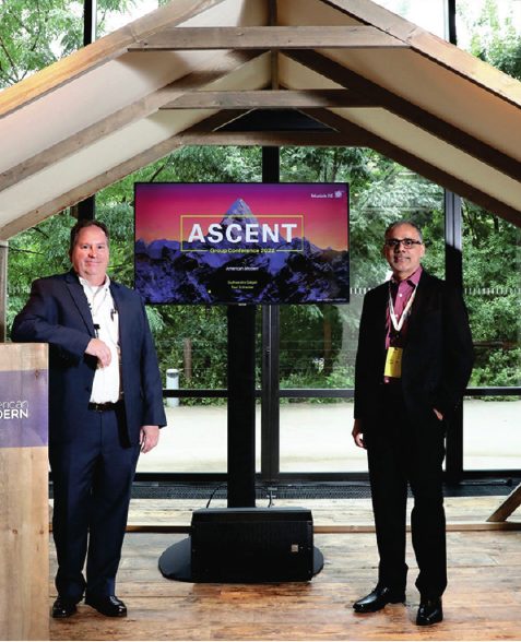 Ascent presentation stage under a timber roof